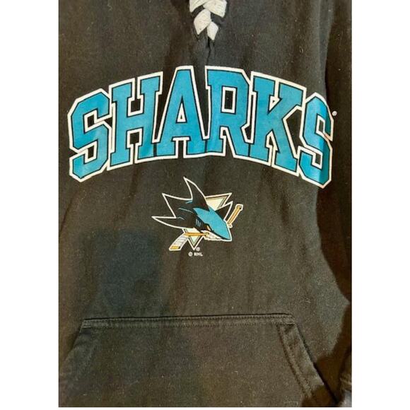 NHL San Jose Sharks Men's Long Sleeve Hooded Sweatshirt with Laces, Size Small - Picture 2 of 5